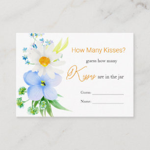 Vit Daisy blå Blommigt anger hur många Kisses-spel Tilläggskort