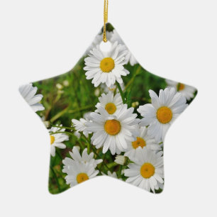 Vit Daisy blomma Julgransprydnad Keramik