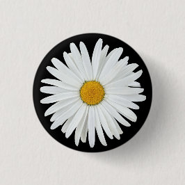 Vit Daisy blomma på svart Blommigt Knapp