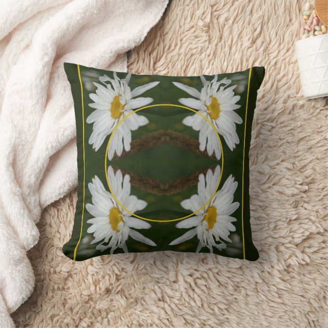 Vit Daisy blomma Ram Lägg till ditt eget foto Kudde (Filt)