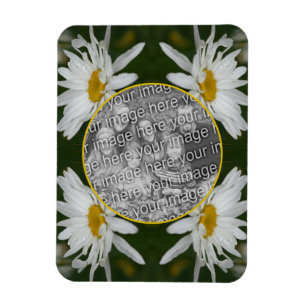 Vit Daisy blomma Ram Lägg till ditt eget foto Magnet