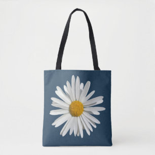 Vit Daisy Blommans Blommar - Trendig Mode Blue Tygkasse