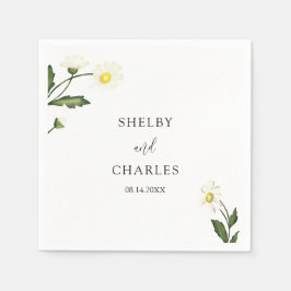 Vit Daisy Blommig Rustik Bröllop Pappersservett