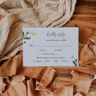 Vit Daisy Blommigt Rustic Bröllop OSA Kort