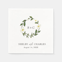 Vit Daisy Blommigt Rustic Bröllop Pappersservett