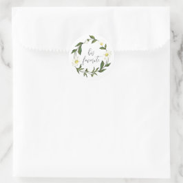 Vit Daisy Blommigt Rustic Bröllop Runt Klistermärke