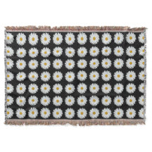 Vit Daisy Blommönster på svart