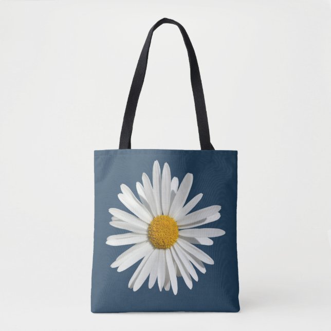 Vit Daisy Blommor Blommar - Trendig Mode Blue Tygkasse (Framsida)