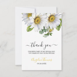 Vit Daisy Blommor Grönt Script Födelsedag Tack Kort