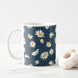 Vit Daisy Blommor i klassisk Gult Kaffemugg