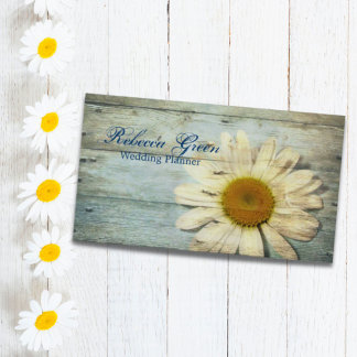 Vit daisy florist från akvblått ladull visitkort