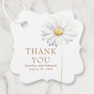 Vit Daisy Flower Boho Elegant Tack Gåvor Etiketter