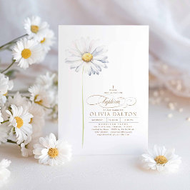 Vit Daisy Flower Boho Wildblommor ThLED Baptism Inbjudningar