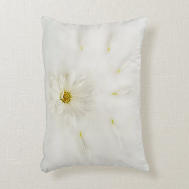 Vit Daisy Flower Lumbar Pillow Prydnadskudde (Framsidan(Vertikal))