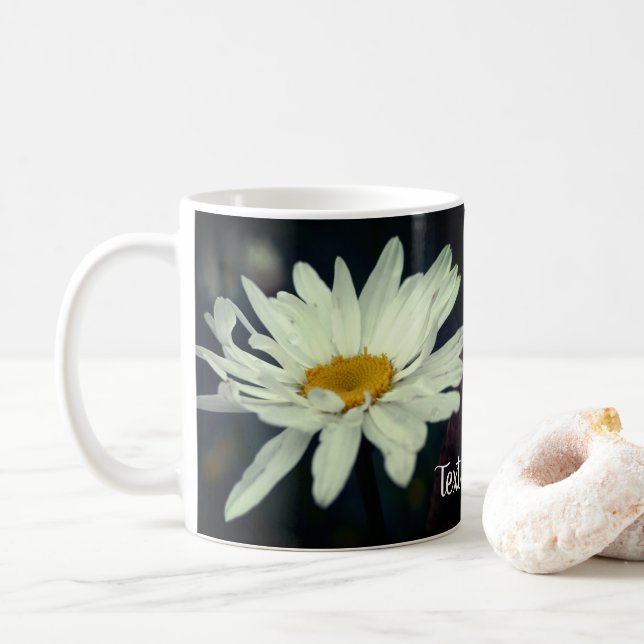 Vit Daisy Flower-Personlig Kaffemugg (Med munk)