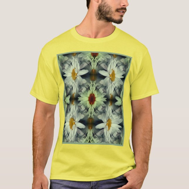 Vit Daisy Flower Petals Abstrakt T Shirt (Framsida)