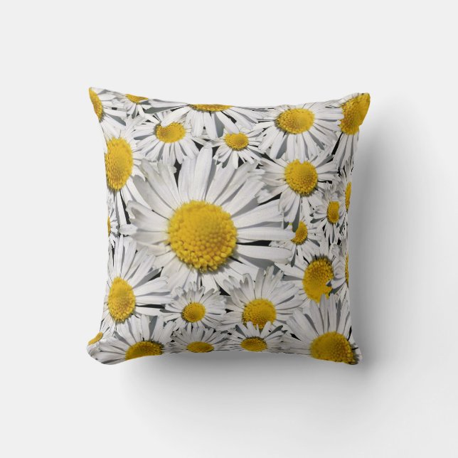 Vit Daisy Flower Pillow! Kudde (Framsida)