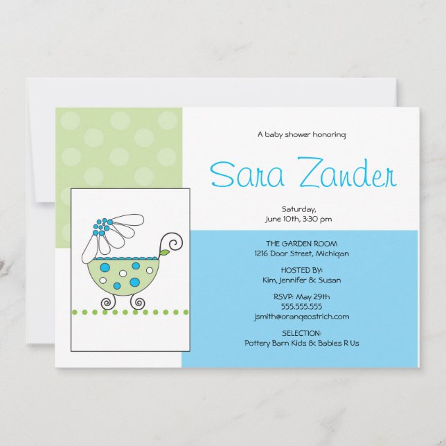 Vit Daisy för transport av babyskor Inbjudningar (Framsida)