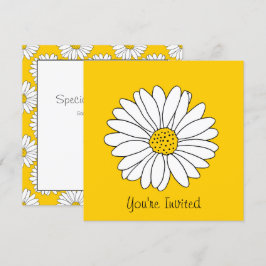 Vit Daisy Gult Vit Daisy Mönster 2 Inbjudningar