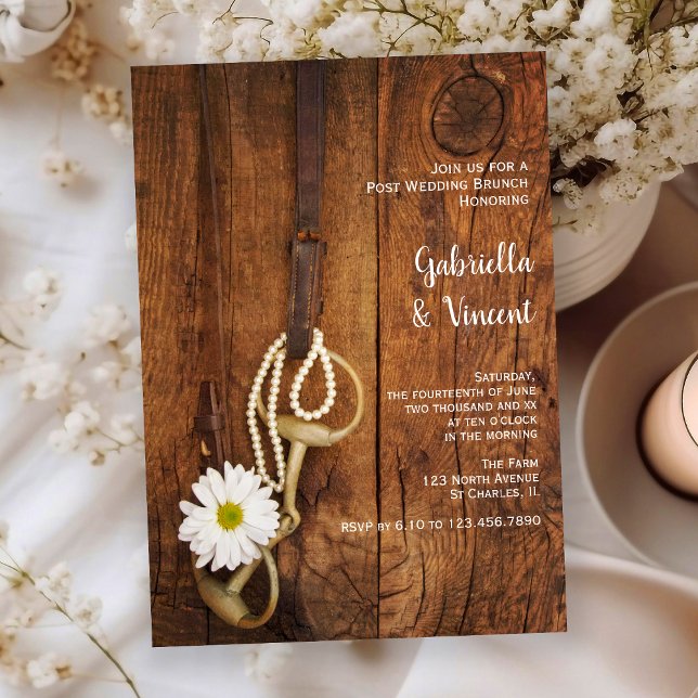 Vit Daisy Hästbets Western Efter Bröllopsbrunch Inbjudningar (Skapare uppladdad)