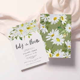 Vit Daisy | Inbjudan till babydusch sommar blommig