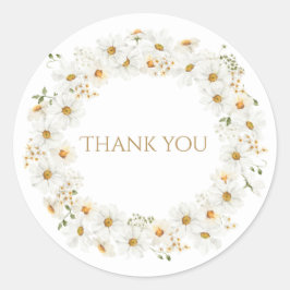 Vit Daisy Krans Vattenfärg Tack Runt Klistermärke