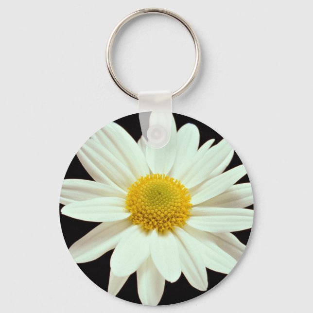 Vit daisy krysanthemum nyckelring (Framsida)