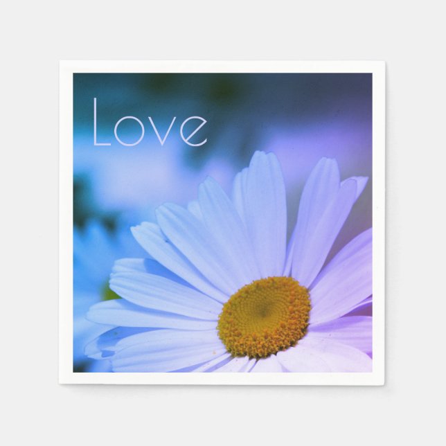 Vit Daisy med ljusblå Pappersservett (Framsidan)