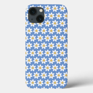 Vit Daisy Mönster på Blue