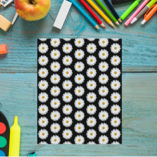 Vit Daisy Mönster på svart skrapboks Papper