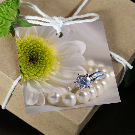 Vit Daisy och Diamond Ring Bröllop Gåvor Etiketter