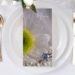 Vit Daisy och Diamond Ring Bröllop Menu Meny