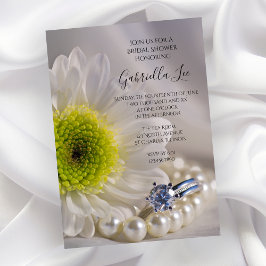 Vit Daisy och Diamond Ring Möhippa Inbjudningar