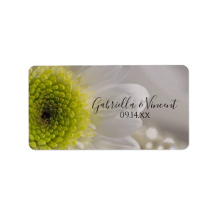 Vit Daisy och Pearls Wedding Favor-Märkre Adressetikett