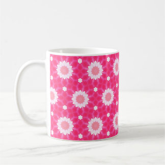 Vit daisy och stjärnor över rosans bakgrund mönste kaffemugg