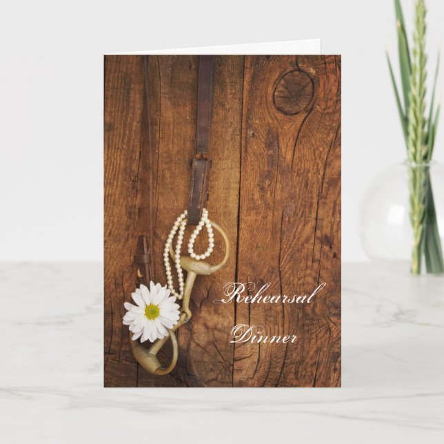 Vit Daisy och Western repetitionsmiddag för häst Inbjudan (Framsida)