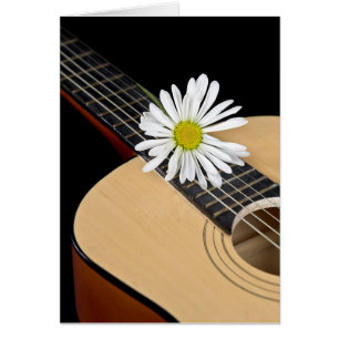 Vit daisy på gitarr hälsningskort