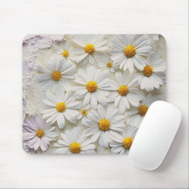 Vit Daisy på stressad Papper Musmatta