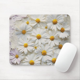 Vit Daisy på stressad Papper Musmatta