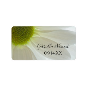 Vit Daisy Petals-bröllopsfavoritMärkre Adressetikett