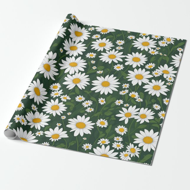 Vit Daisy Presentpapper (Utrullad)