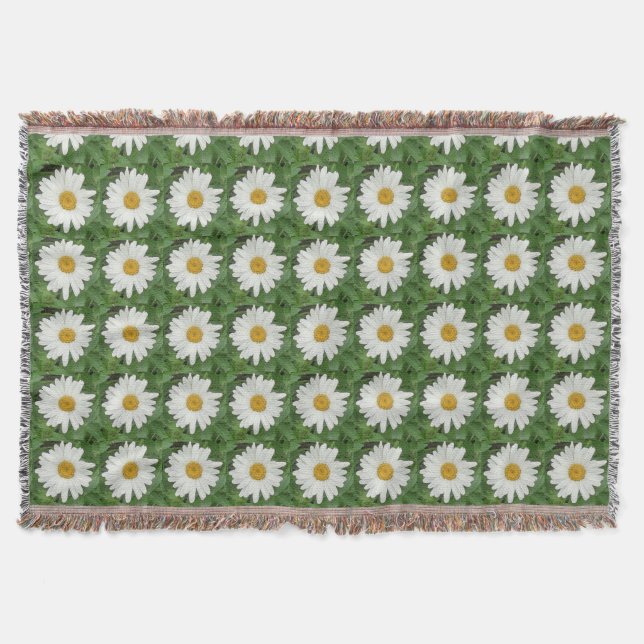Vit Daisy Rund Filt (Framsidan)