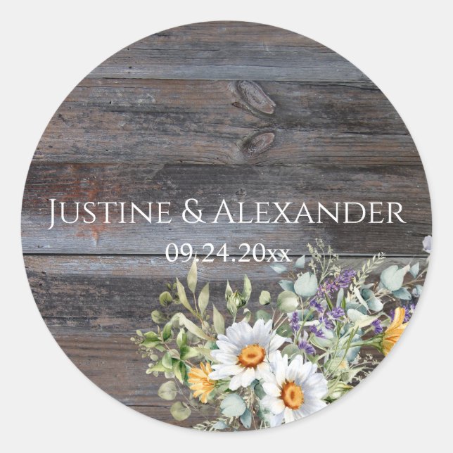 Vit Daisy Runt Klistermärke (Framsida)