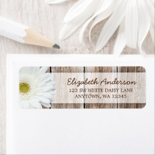 Vit Daisy Rustic Barn Wood Adressetiketter Returadress Etikett