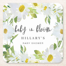 Vit Daisy | Sommarblogg för babyskor, blommigt Underlägg Papper Kvadrat