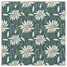 Vit Daisy Teal Blommönster