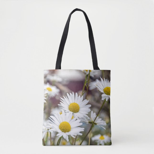 Vit daisy Tote Bag Tygkasse (Framsida)