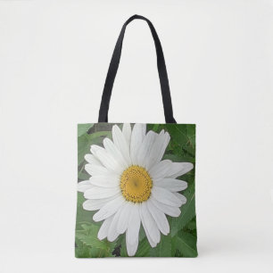 Vit Daisy Tote Bag Tygkasse