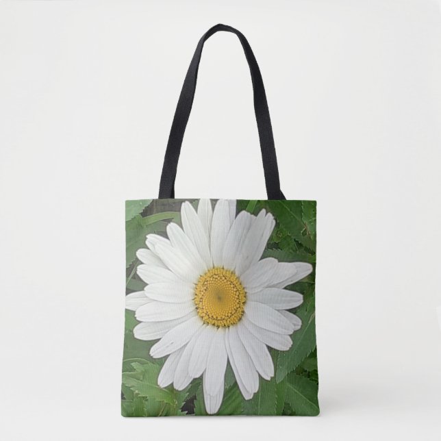 Vit Daisy Tote Bag Tygkasse (Framsida)