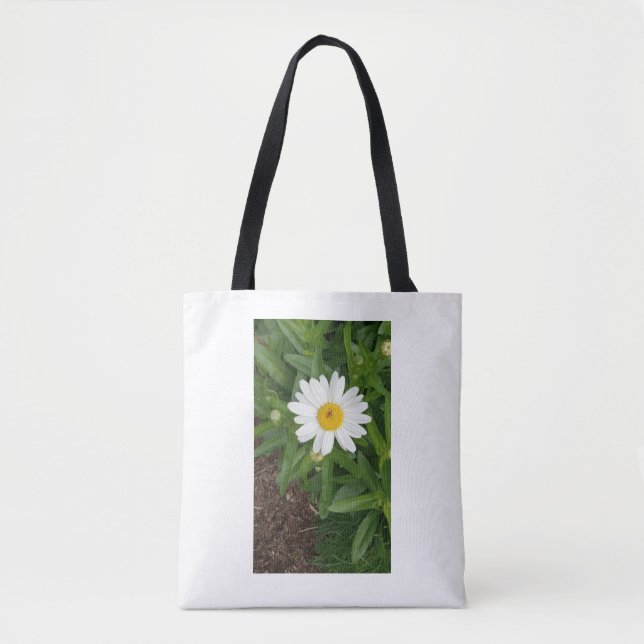 Vit Daisy Tote Bag Tygkasse (Framsida)
